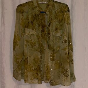 Floral Sheer Button-Up Blouse